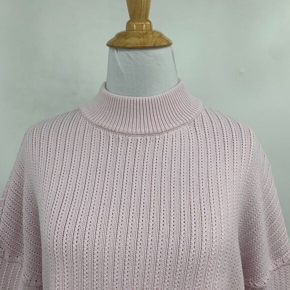 J Brand Sweater Womens S Small Lilac Knit Mock Neck Drop Shoulder Boxy Cropped - Picture 3 of 14